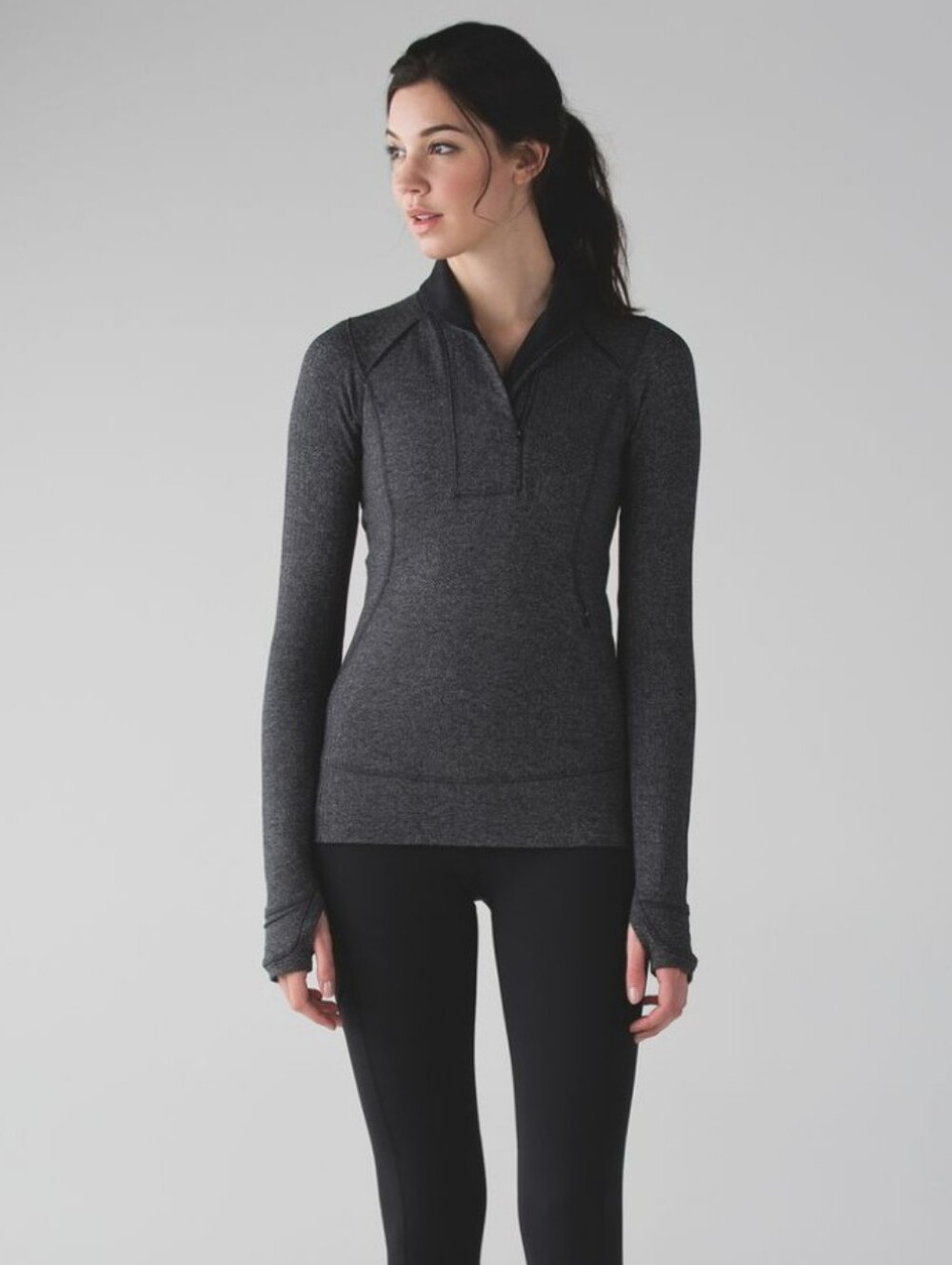 LuluLemon Think Fast Herringbone Gray Pullover Size 6
